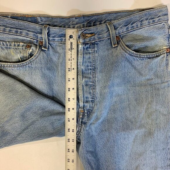 Levi's Men's Classic 501 Cotton Straight Leg Button Fly Distressed Jeans Size 35 - Picture 14 of 15